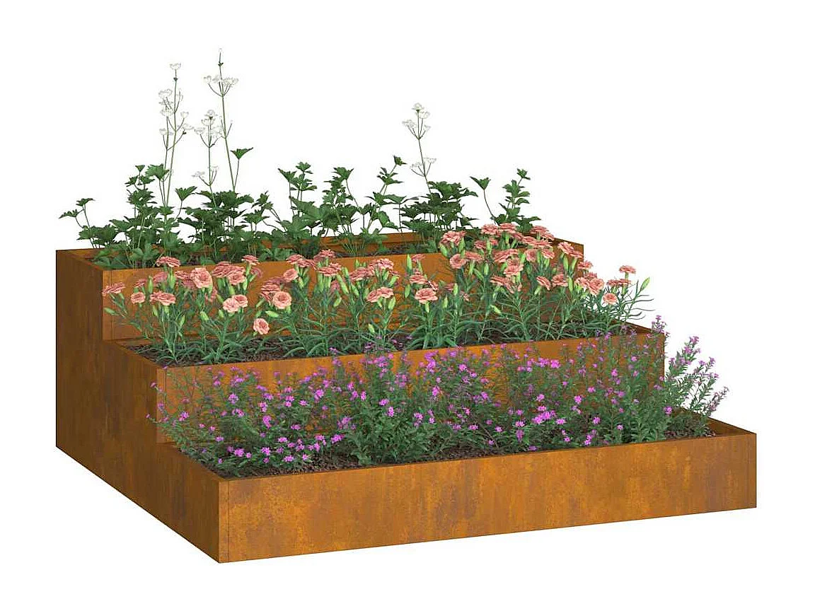 Cache-pot de jardin | Jardinière Rouillé 90 x 90 x 35 cm