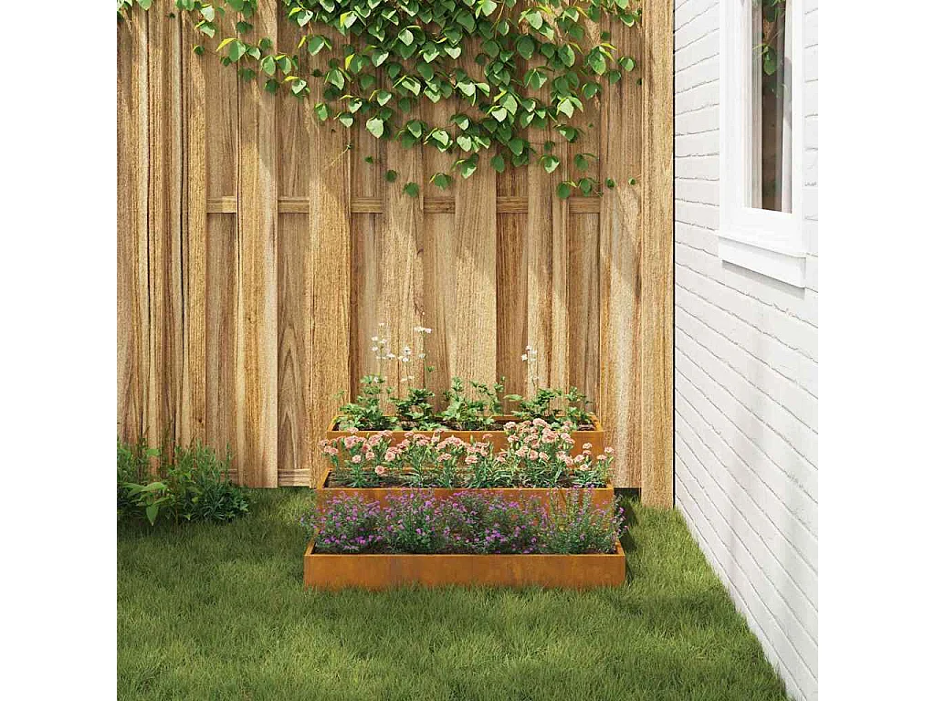 Cache-pot de jardin | Jardinière Rouillé 90 x 90 x 35 cm