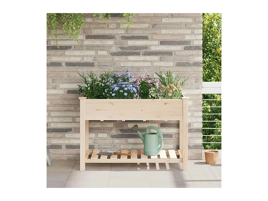 Maceta para Jardín | Jardinera | Macetero con estante Beige 115 x 59 x 76.5 cm