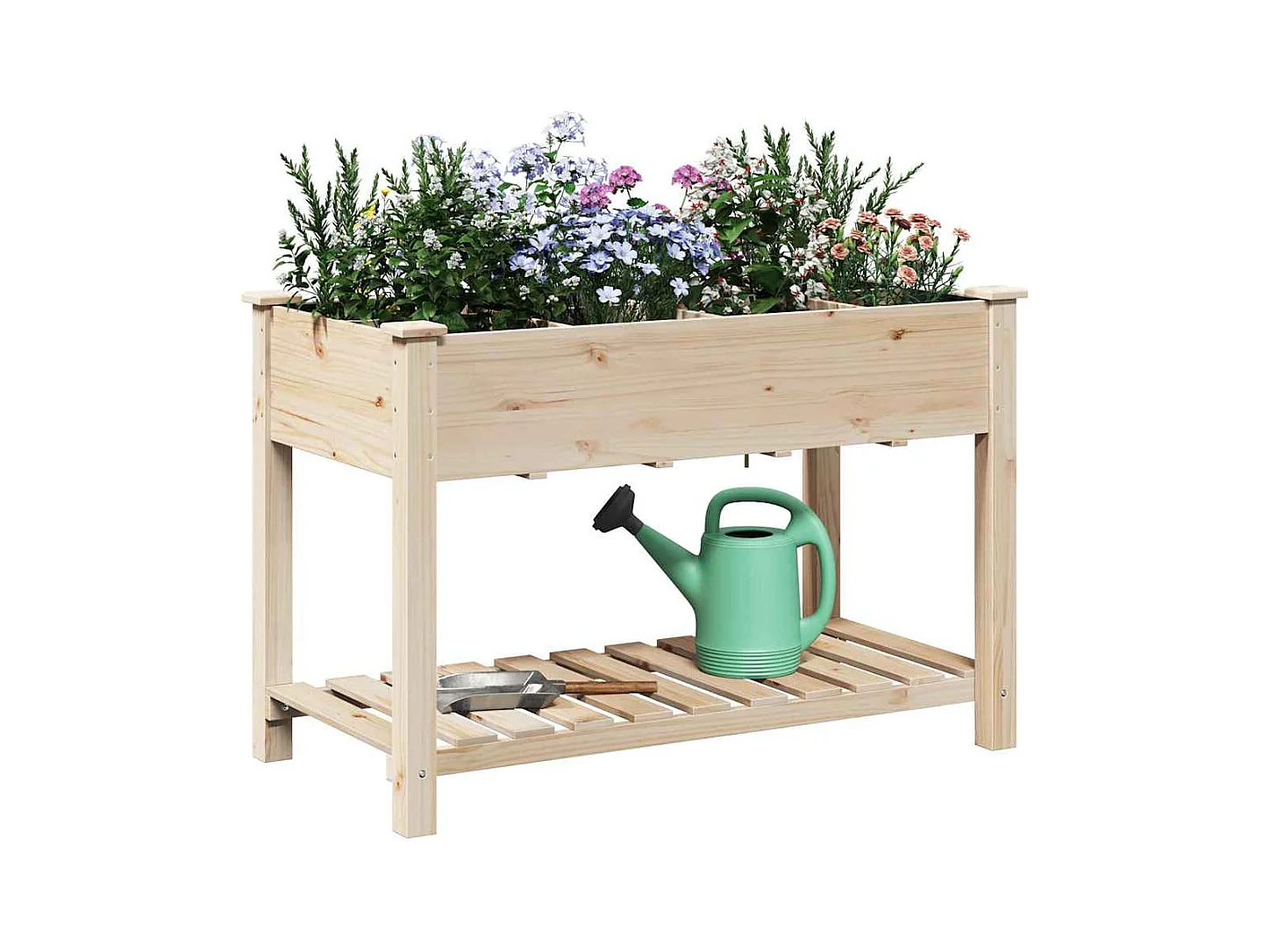 Maceta para Jardín | Jardinera | Macetero con estante Beige 115 x 59 x 76.5 cm