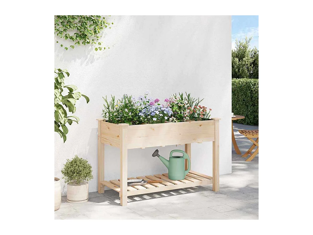 Maceta para Jardín | Jardinera | Macetero con estante Beige 115 x 59 x 76.5 cm