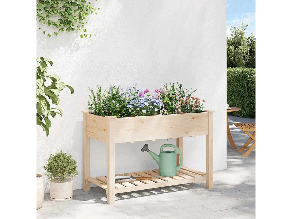 Maceta para Jardín | Jardinera | Macetero con estante Beige 115 x 59 x 76.5 cm
