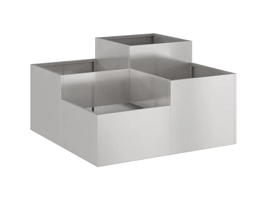 Maceta para Jardín | Jardinera | Macetero Plateado 80 x 80 x 48 cm Acero inoxidable