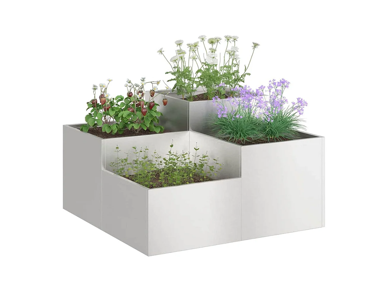 Maceta para Jardín | Jardinera | Macetero Plateado 80 x 80 x 48 cm Acero inoxidable