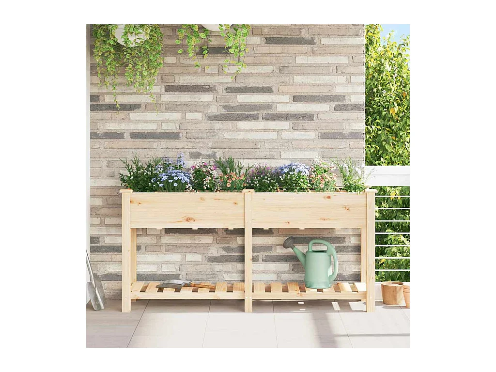 Maceta para Jardín | Jardinera | Macetero con estante Beige 161.5 x 45 x 76.5 cm