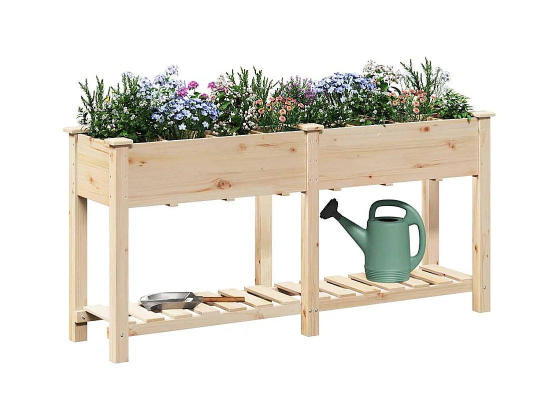 Maceta para Jardín | Jardinera | Macetero con estante Beige 161.5 x 45 x 76.5 cm