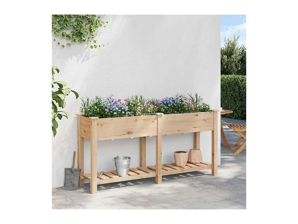 Maceta para Jardín | Jardinera | Macetero con estante Beige 161.5 x 45 x 76.5 cm