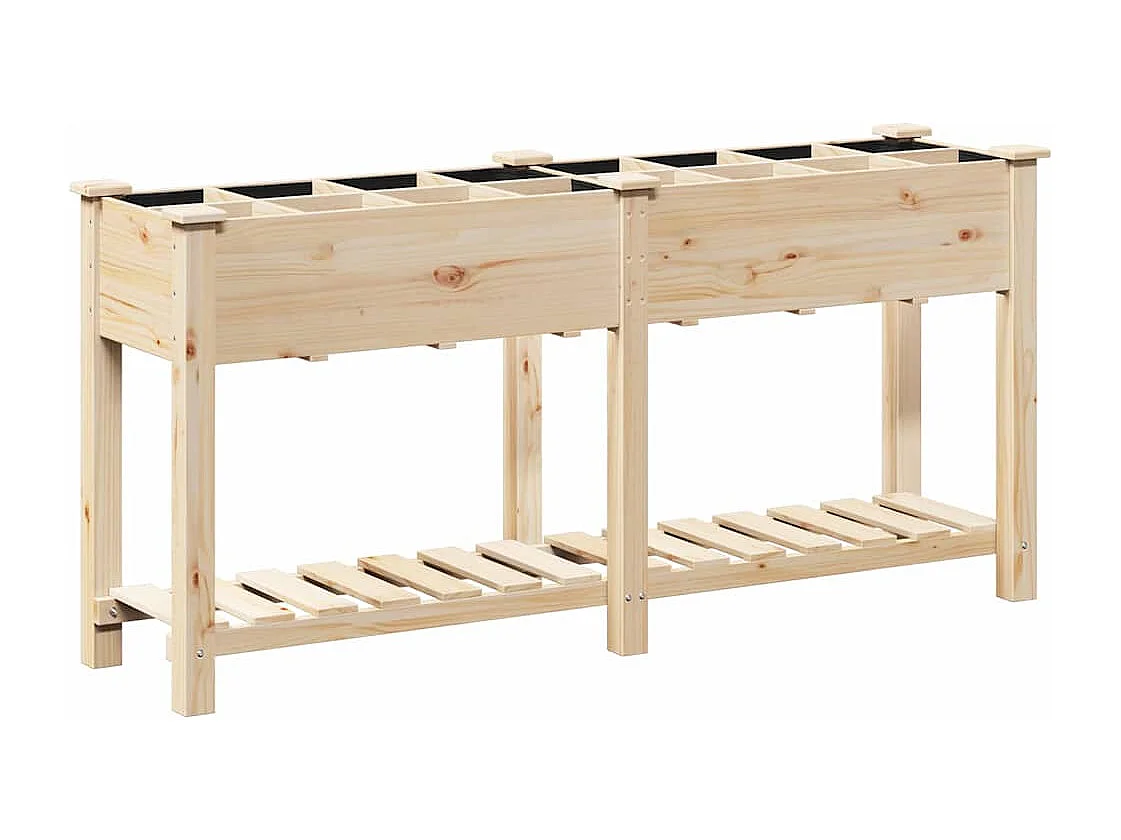 Maceta para Jardín | Jardinera | Macetero con estante Beige 161.5 x 45 x 76.5 cm