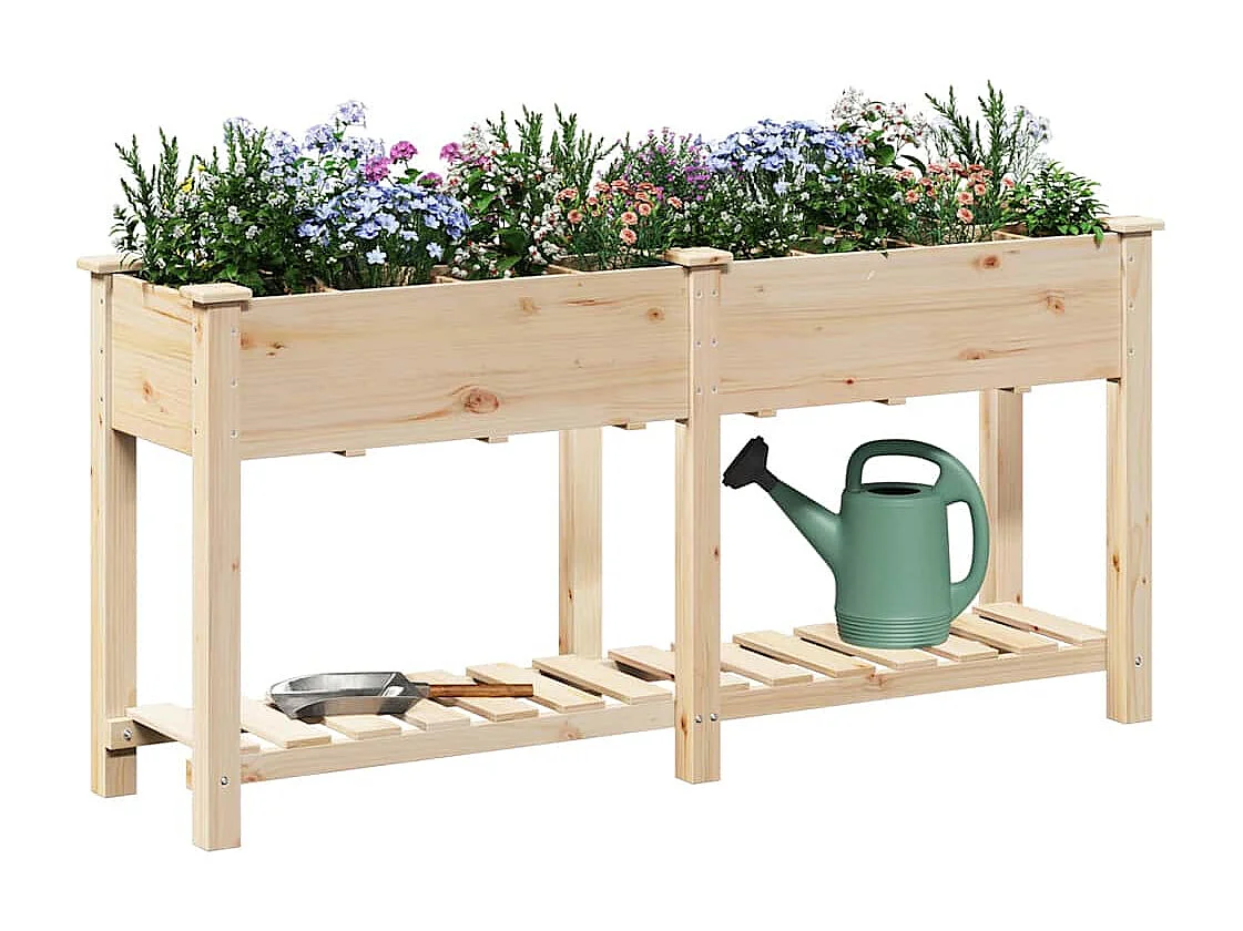 Maceta para Jardín | Jardinera | Macetero con estante Beige 161.5 x 45 x 76.5 cm