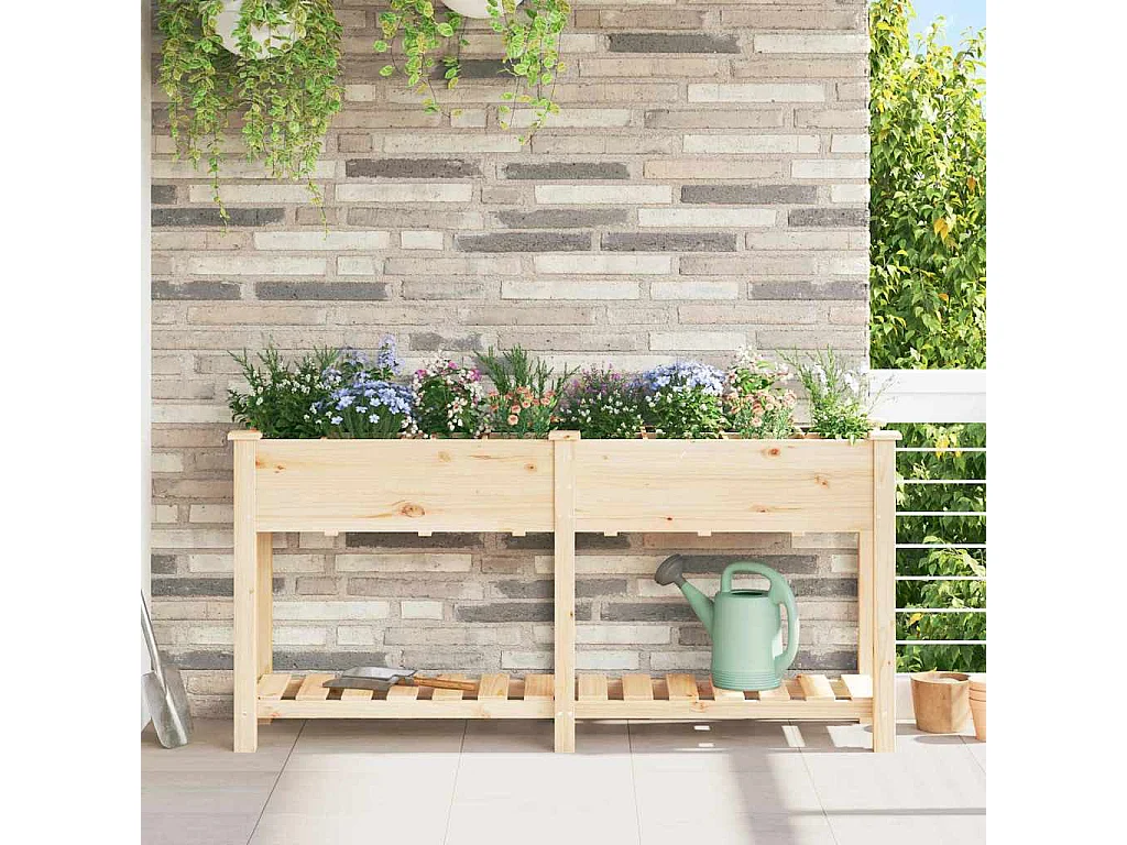 Cache-pot de jardin | Jardinière avec étagère Beige 161.5 x 45 x 76.5 cm