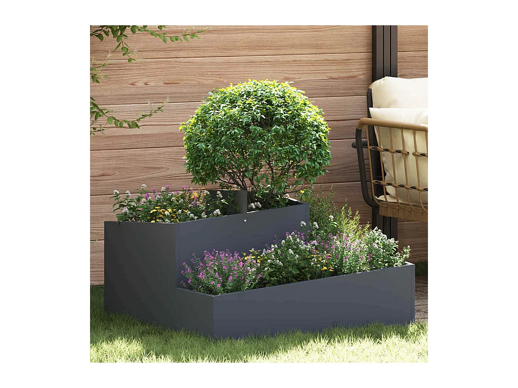 Maceta para Jardín | Jardinera | Macetero Antracita 80 x 80 x 50 cm