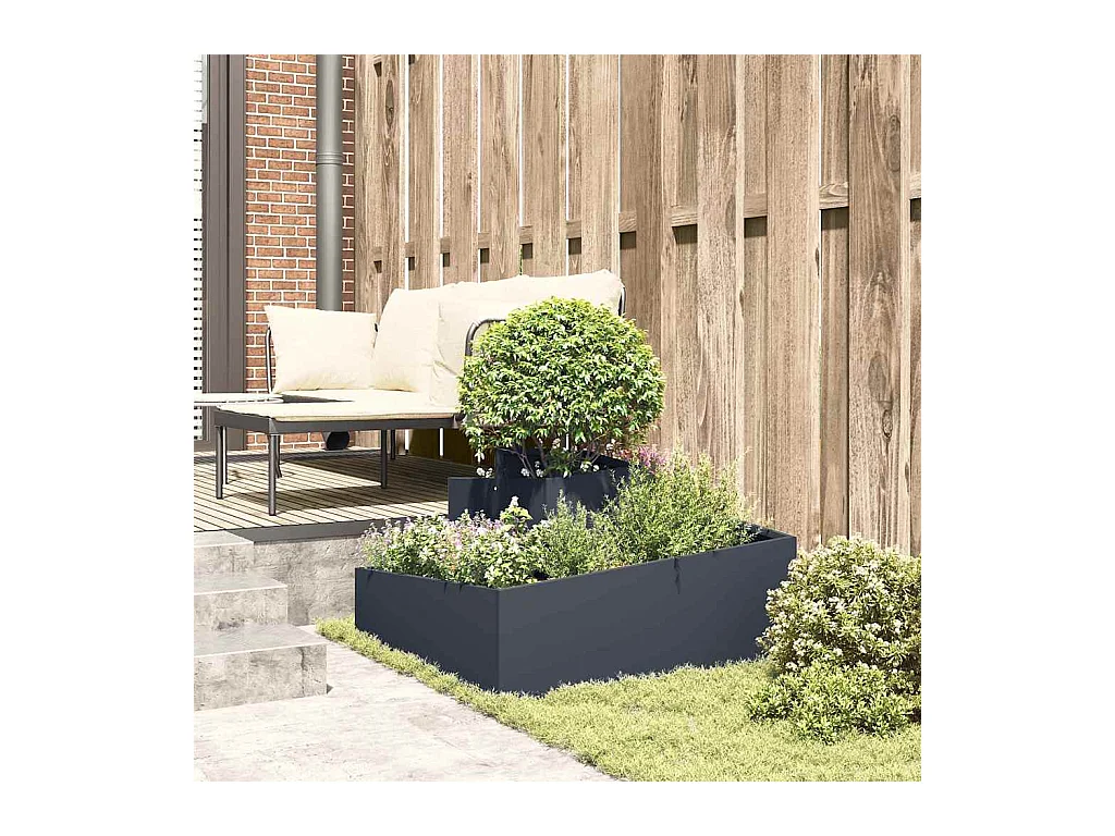 Maceta para Jardín | Jardinera | Macetero Antracita 80 x 80 x 50 cm