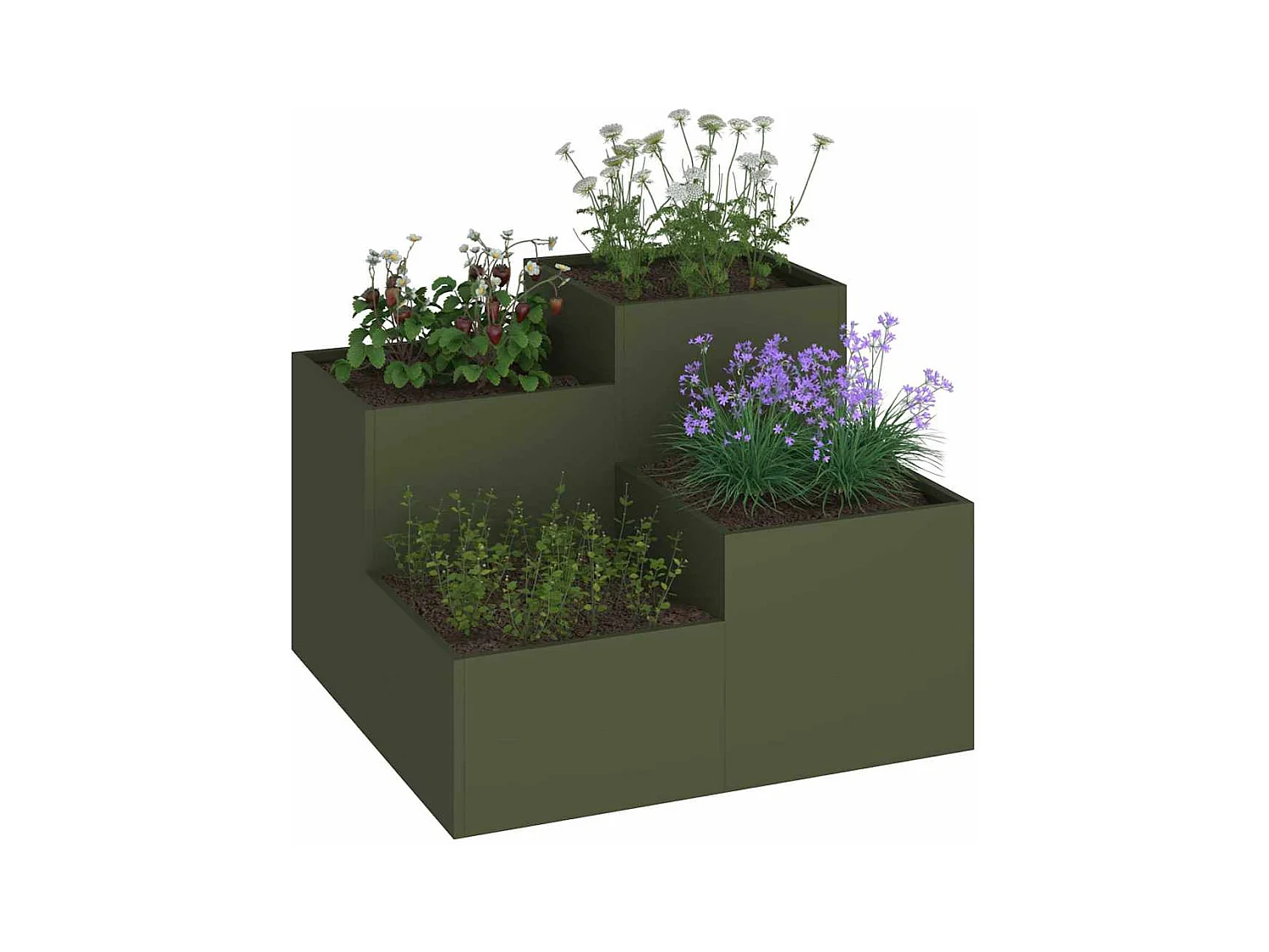 Maceta para Jardín | Jardinera | Macetero Verde oliva 80 x 80 x 60 cm Acero