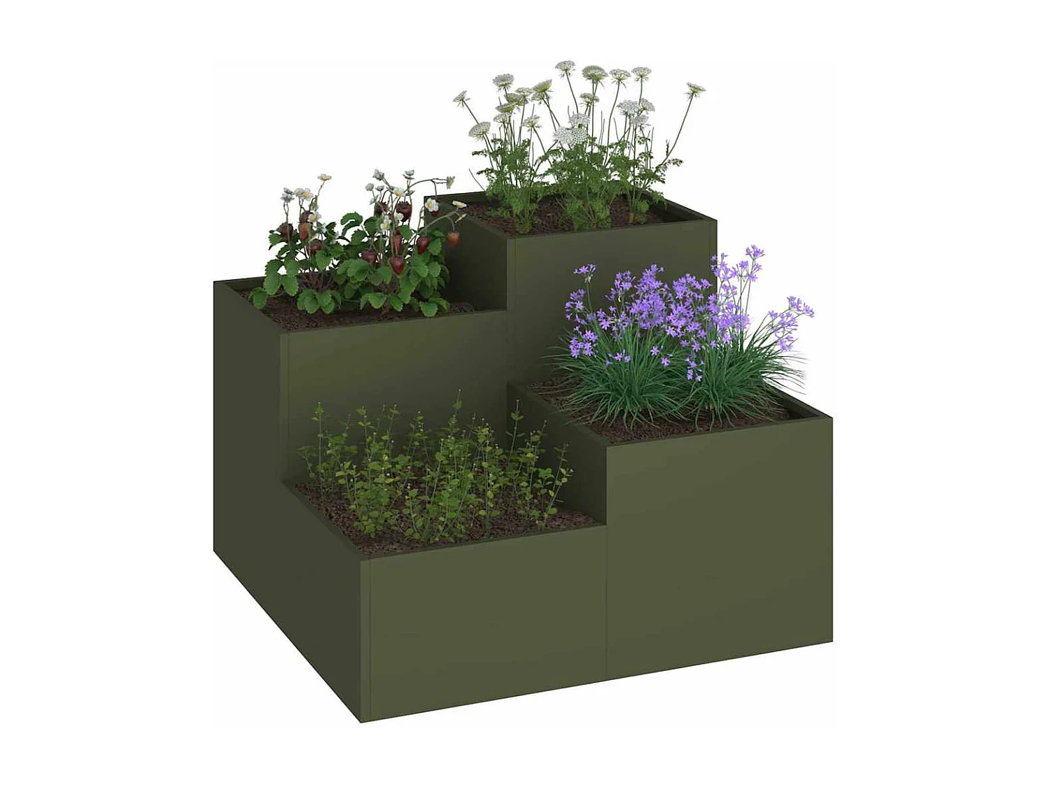 Maceta para Jardín | Jardinera | Macetero Verde oliva 80 x 80 x 60 cm Acero