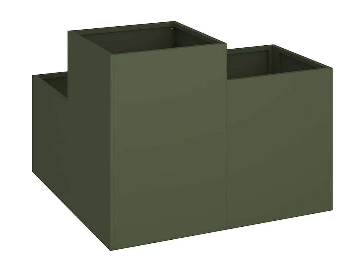 Maceta para Jardín | Jardinera | Macetero Verde oliva 80 x 80 x 60 cm Acero