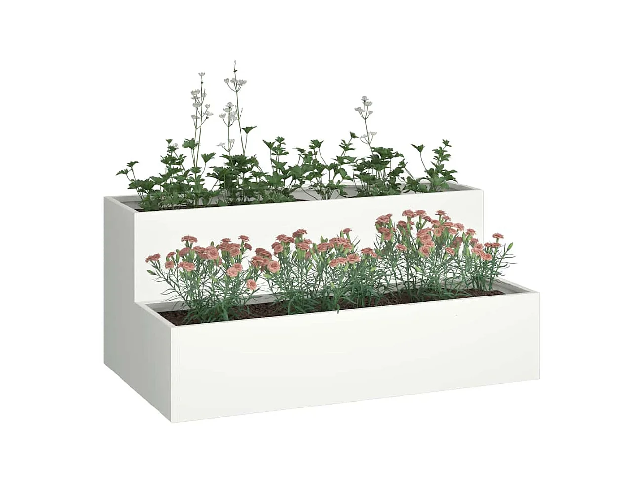 Maceta para Jardín | Jardinera | Macetero Blanco 100 x 60 x 45 cm Acero