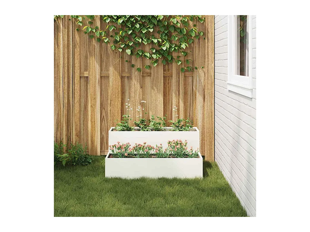 Maceta para Jardín | Jardinera | Macetero Blanco 100 x 60 x 45 cm Acero