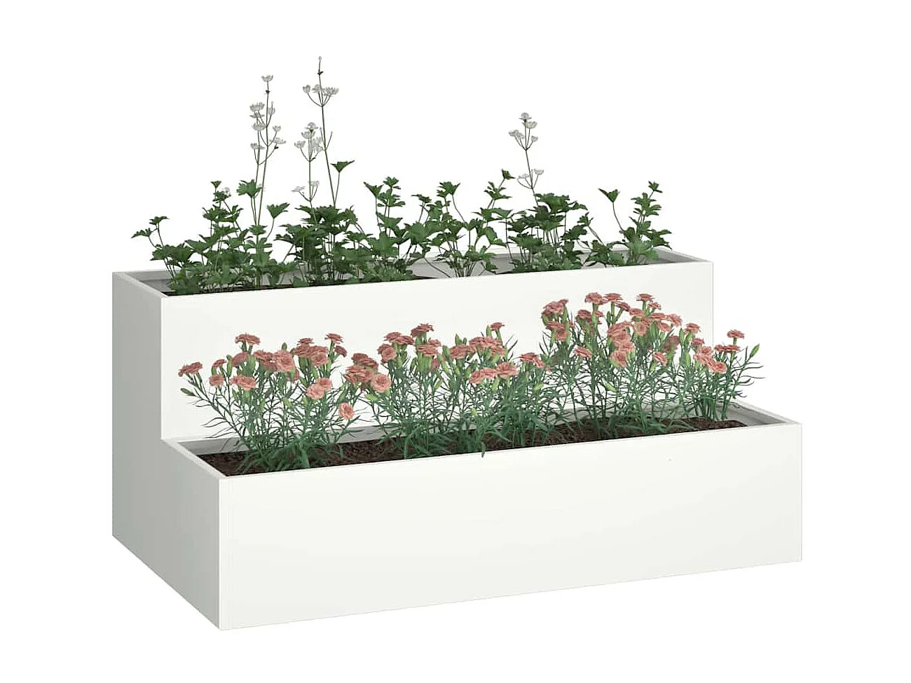 Maceta para Jardín | Jardinera | Macetero Blanco 100 x 60 x 45 cm Acero