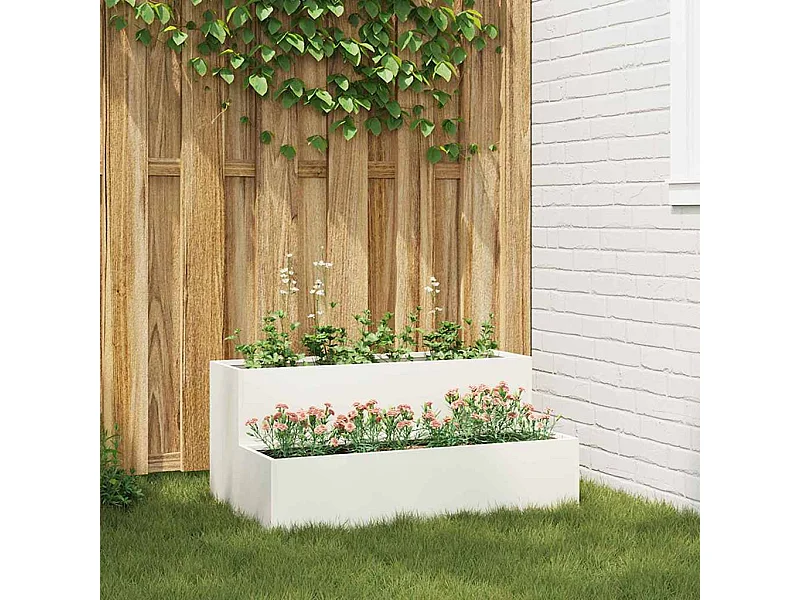 Cache-pot de jardin | Jardinière Blanc 100 x 60 x 45 cm Acier