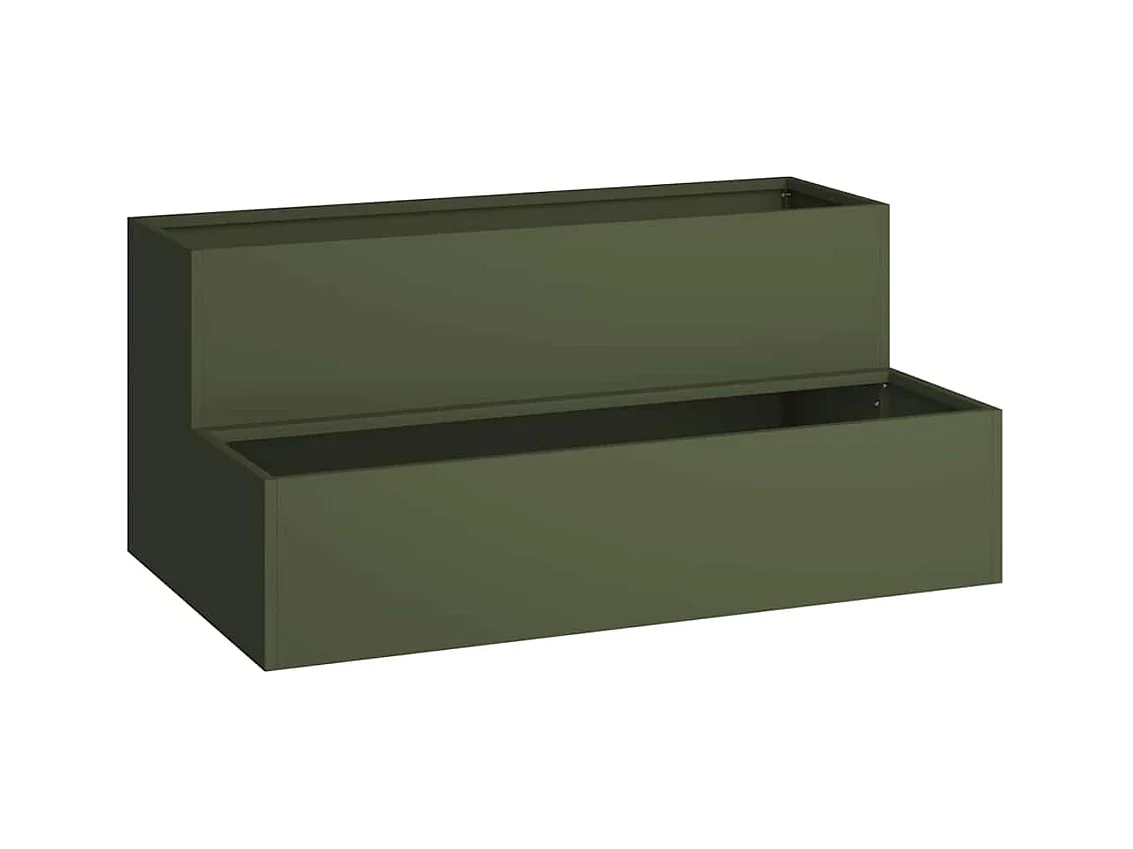 Cache-pot de jardin | Jardinière Vert olive 100 x 60 x 45 cm Acier