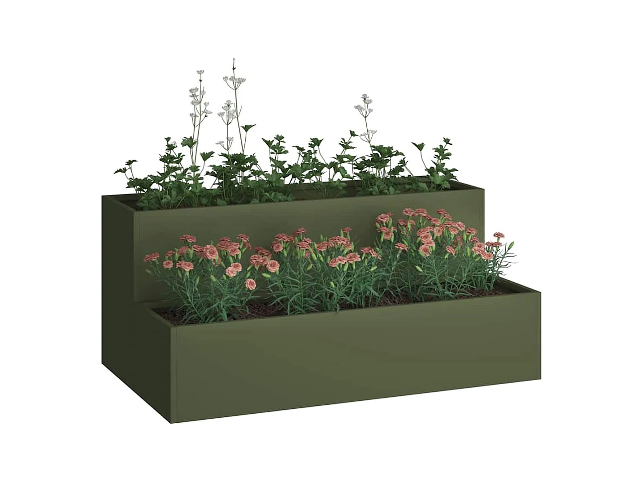 Cache-pot de jardin | Jardinière Vert olive 100 x 60 x 45 cm Acier