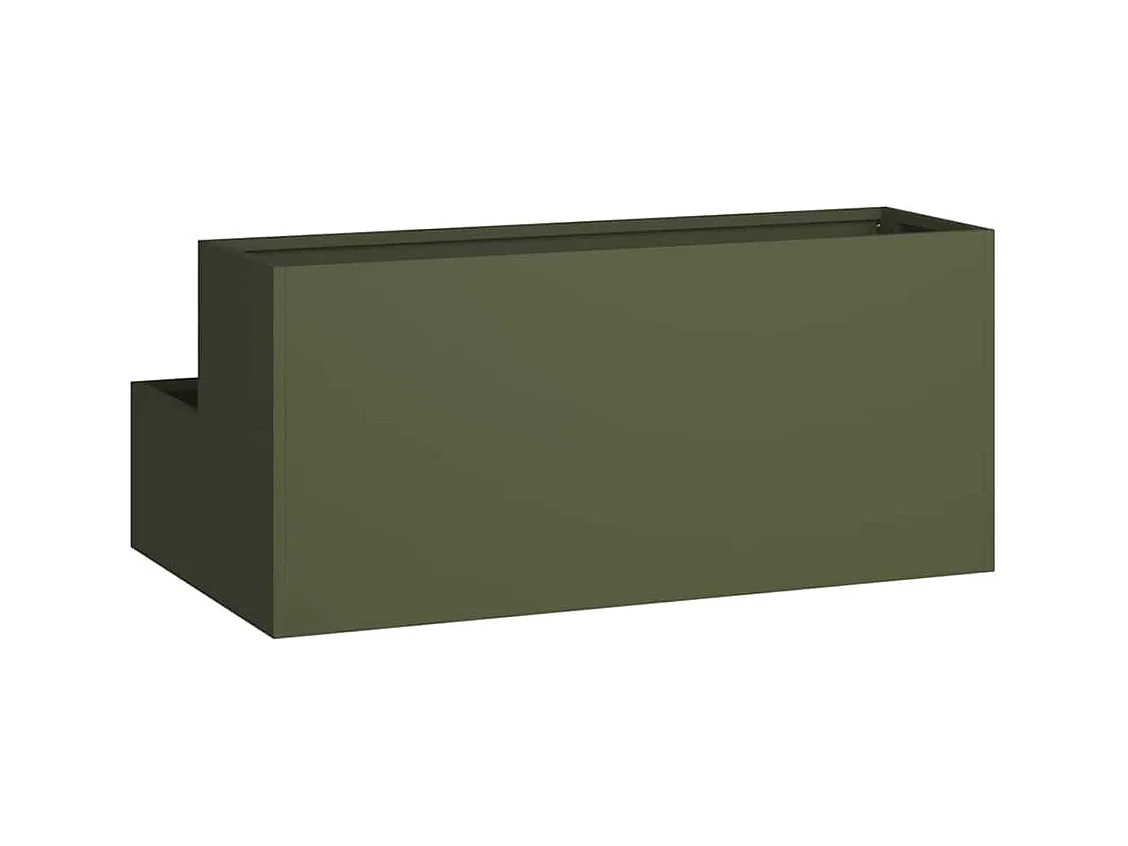 Cache-pot de jardin | Jardinière Vert olive 100 x 60 x 45 cm Acier