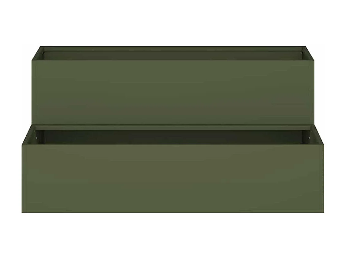 Cache-pot de jardin | Jardinière Vert olive 100 x 60 x 45 cm Acier