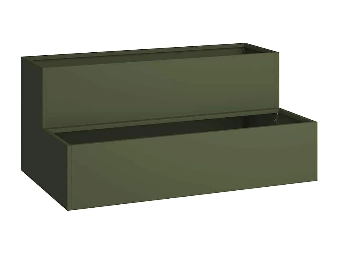 Cache-pot de jardin | Jardinière Vert olive 100 x 60 x 45 cm Acier