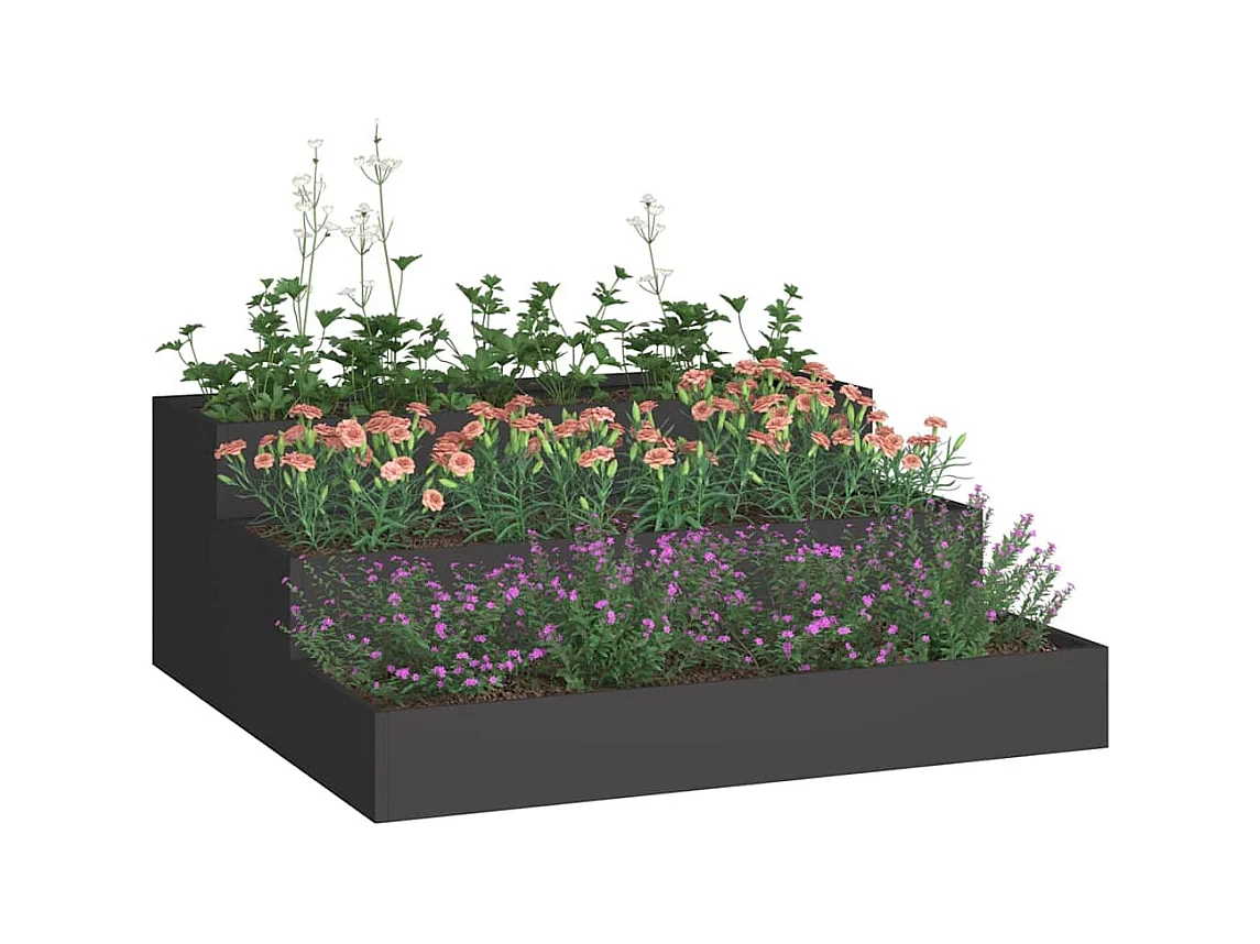Maceta para Jardín | Jardinera | Macetero Negro 90 x 90 x 35 cm Acero