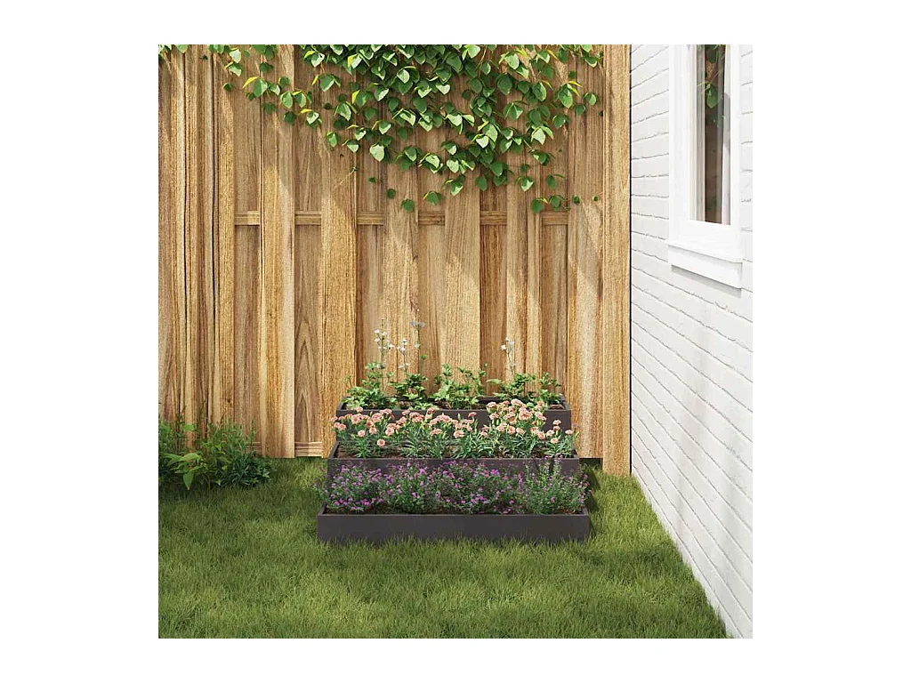 Maceta para Jardín | Jardinera | Macetero Negro 90 x 90 x 35 cm Acero