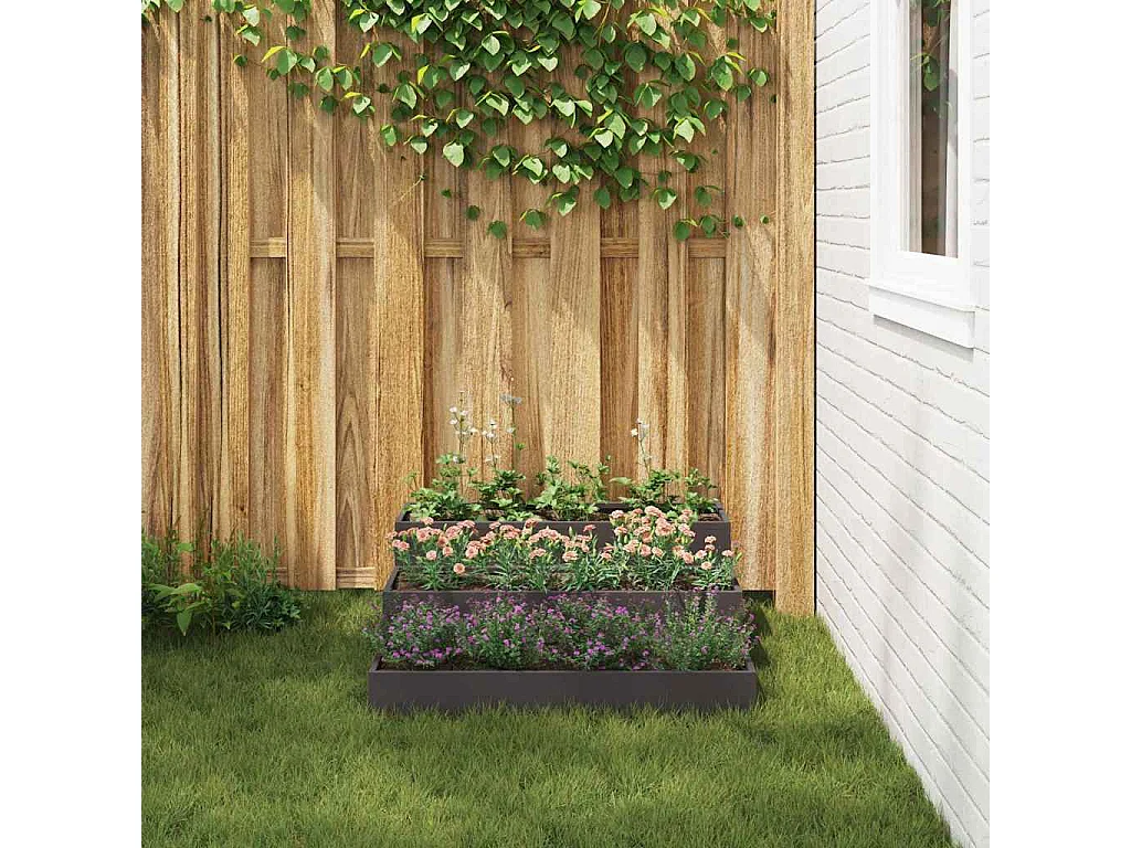 Maceta para Jardín | Jardinera | Macetero Negro 90 x 90 x 35 cm Acero