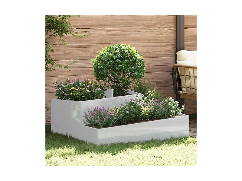 Maceta para Jardín | Jardinera | Macetero Plateado 100 x 100 x 50 cm Acero galvanizado