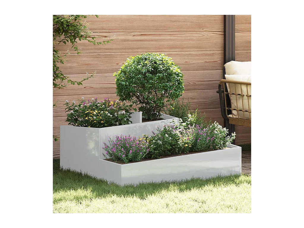 Maceta para Jardín | Jardinera | Macetero Plateado 100 x 100 x 50 cm Acero galvanizado