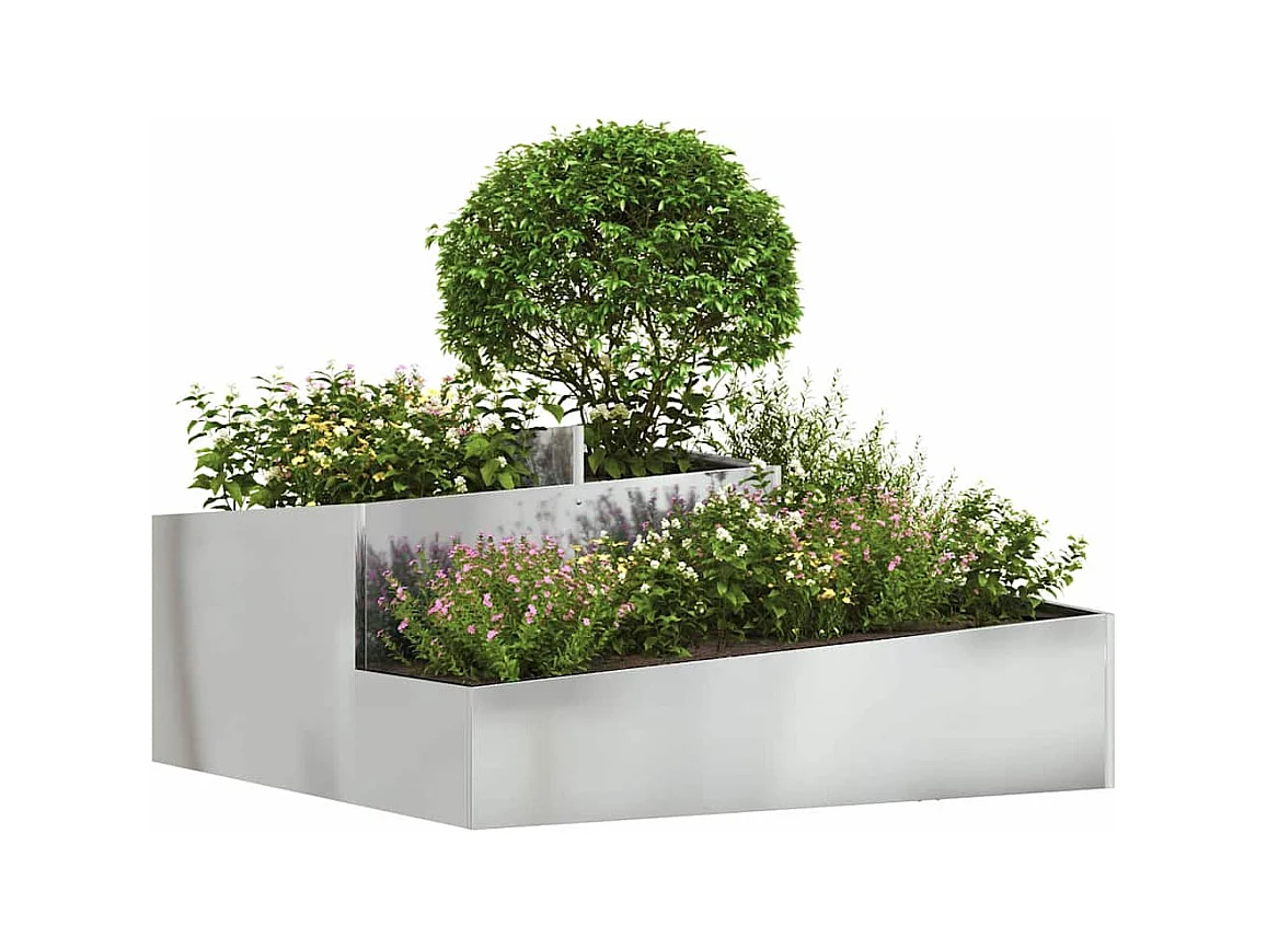 Maceta para Jardín | Jardinera | Macetero Plateado 100 x 100 x 50 cm Acero galvanizado