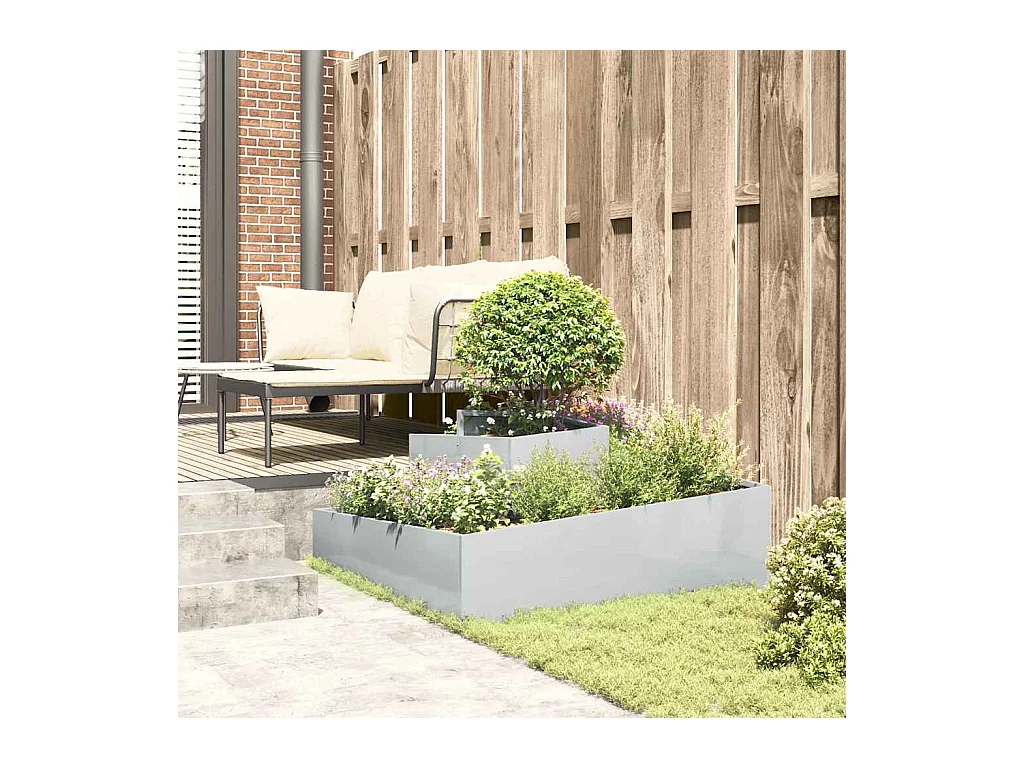 Maceta para Jardín | Jardinera | Macetero Plateado 100 x 100 x 50 cm Acero galvanizado