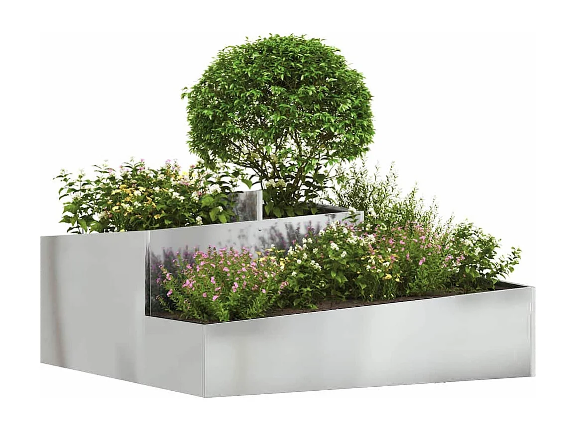 Maceta para Jardín | Jardinera | Macetero Plateado 100 x 100 x 50 cm Acero galvanizado