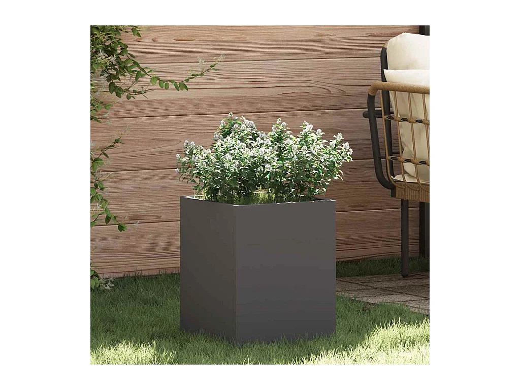 Maceta para Jardín | Jardinera | Macetero Negro 32 x 32 x 40 cm Acero laminado en frío