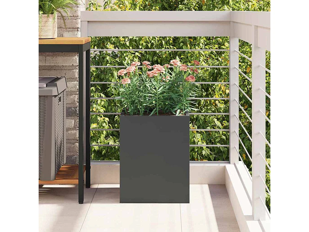 Maceta para Jardín | Jardinera | Macetero Negro 32 x 32 x 40 cm Acero laminado en frío