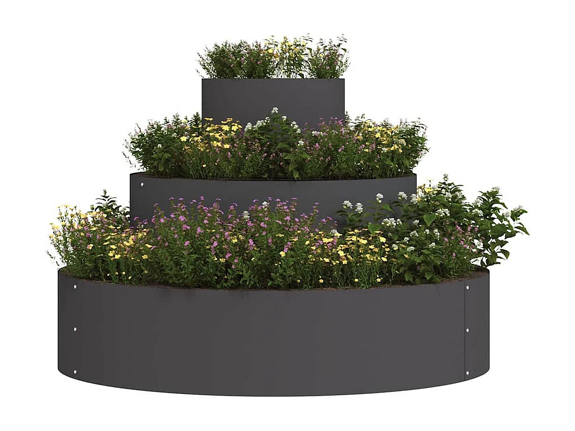 Maceta para Jardín | Jardinera | Macetero Negro 90 x 90 x 20 cm Acero