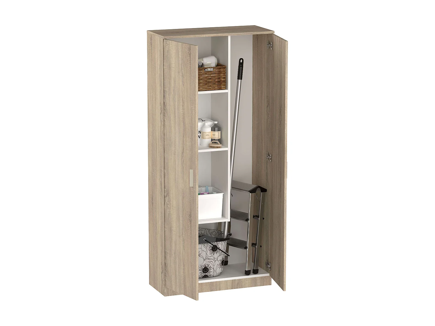 Armario Multiusos Escobero 1 Estante Superior Altura Roble Cambrian 180x80x35cm