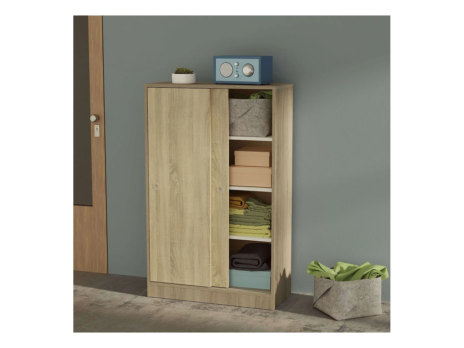 Armário Auxiliar Turin 2P 3E Cambriano Multiuso 120x74x33 cm