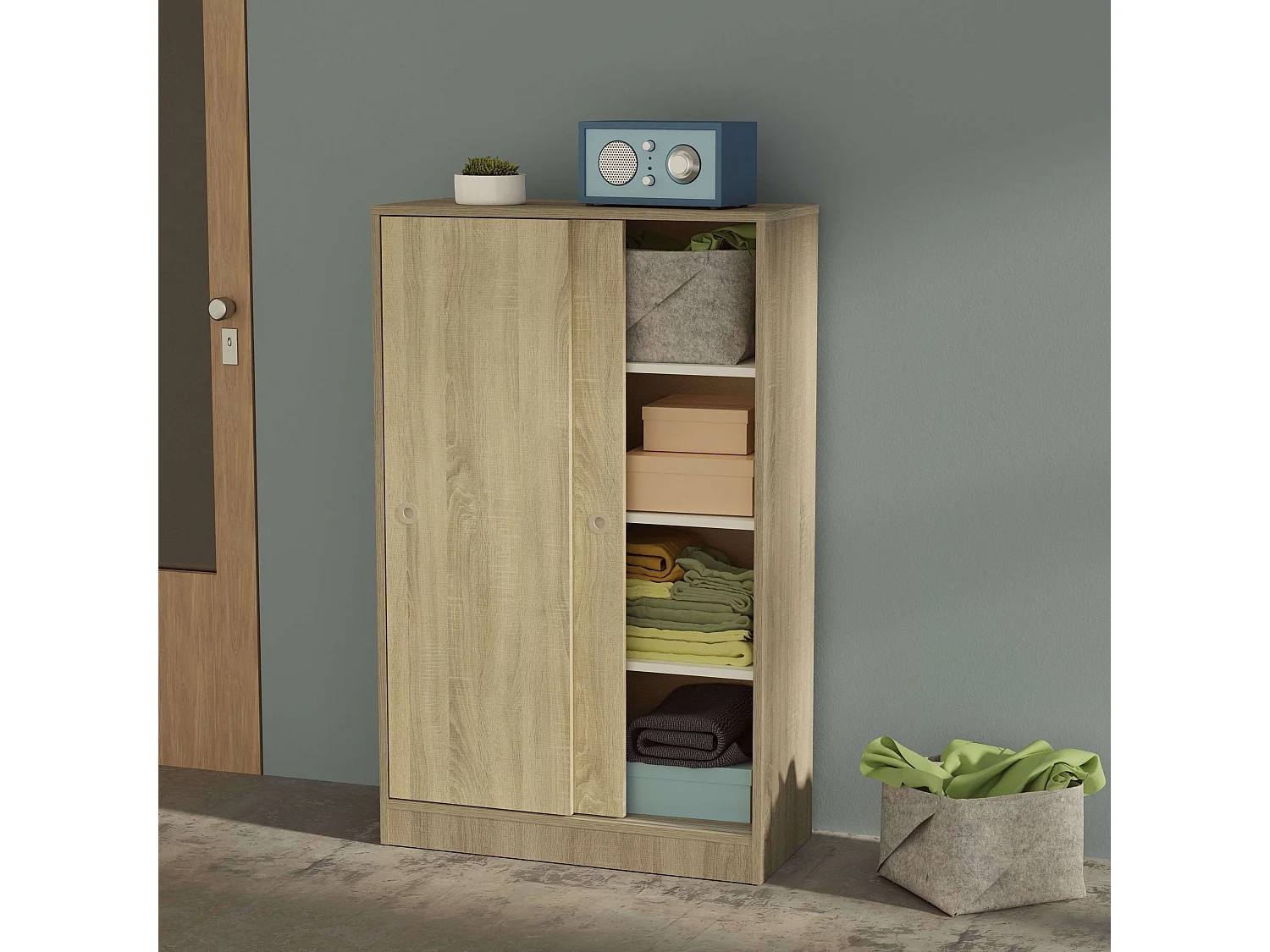 Armario Auxiliar Turín 2P 3E Cambrian Multiusos 120x74x33 cm