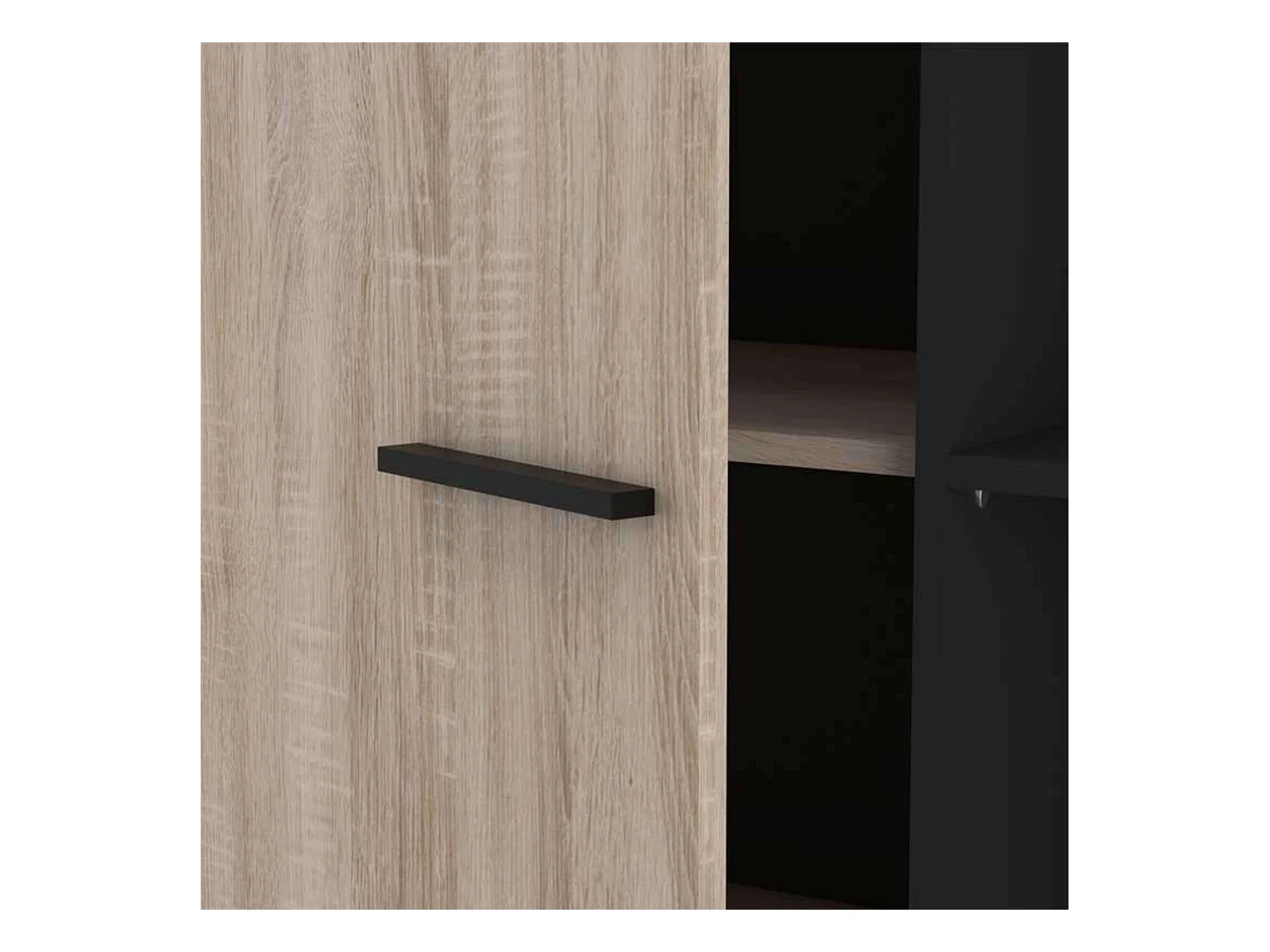 Estantería librería armario 1 puerta 8 baldas roble negro 154x83x39cm