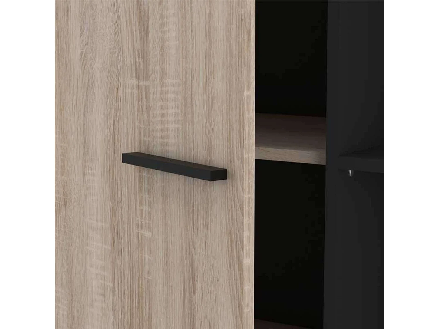 Estantería librería armario 1 puerta 8 baldas roble negro 154x83x39cm