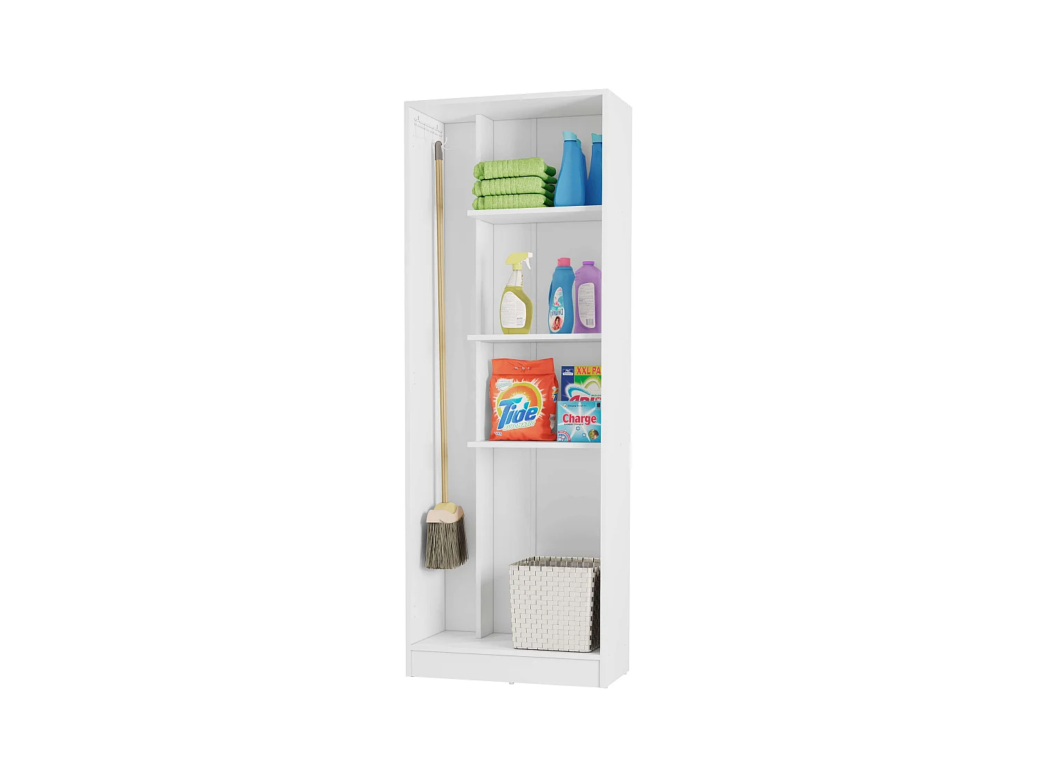 Armoire auxiliaire polyvalente avec 2 portes pliantes, blanc mat, 61 x 170 cm