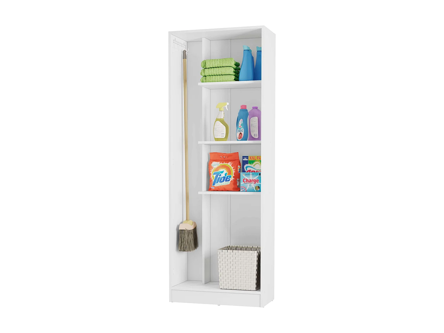 Armoire auxiliaire polyvalente avec 2 portes pliantes, blanc mat, 61 x 170 cm
