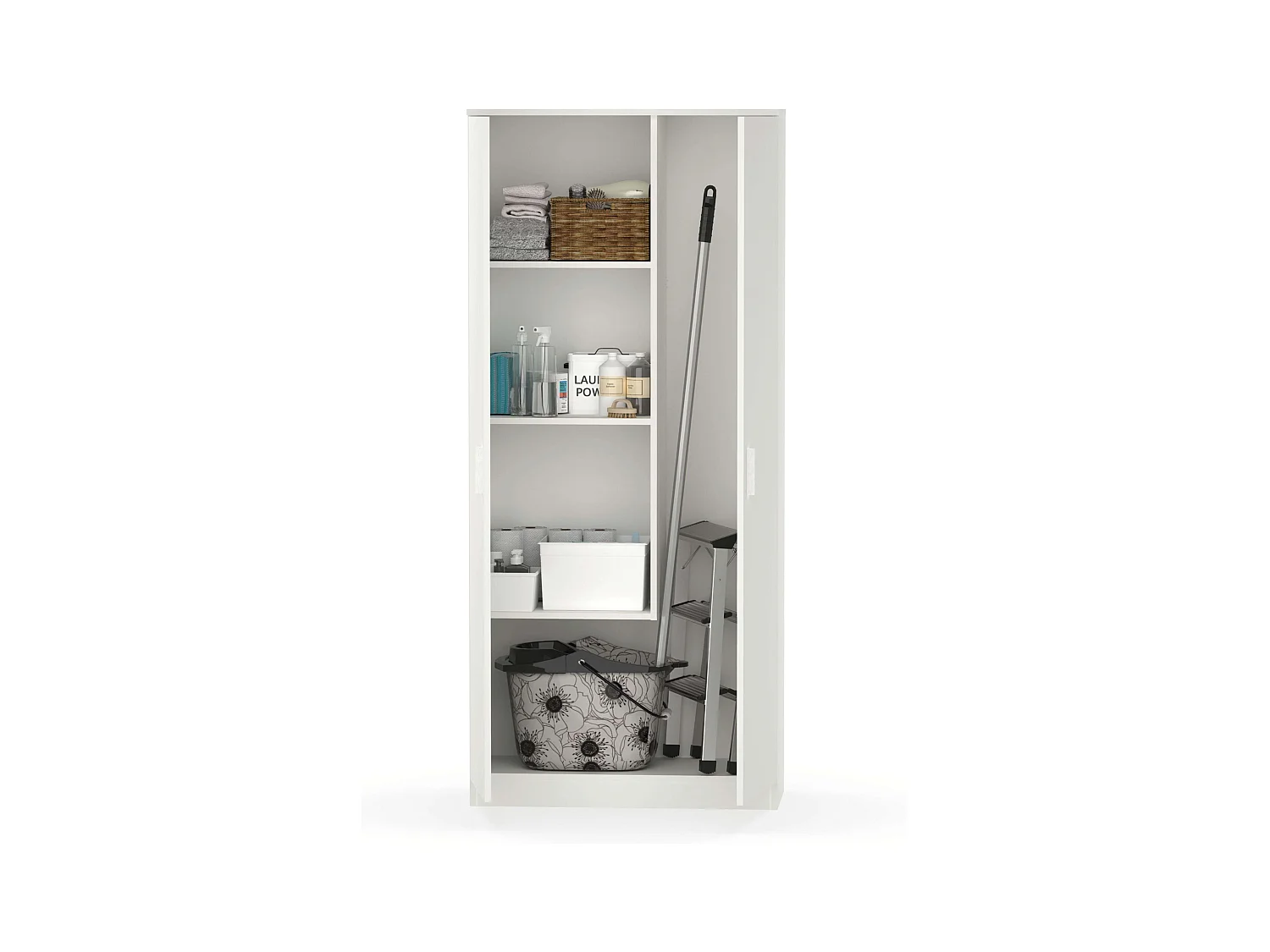 Armario Escobero Multiusos 1 Estante Ajustable Blanco 180x80x35 cm