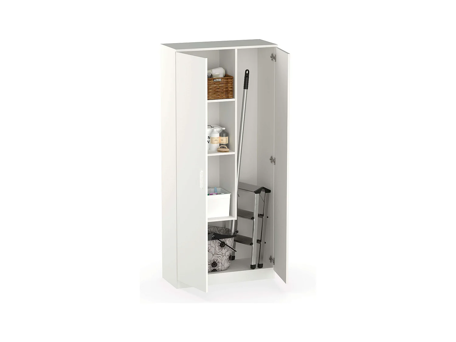 Armario Escobero Multiusos 1 Estante Ajustable Blanco 180x80x35 cm