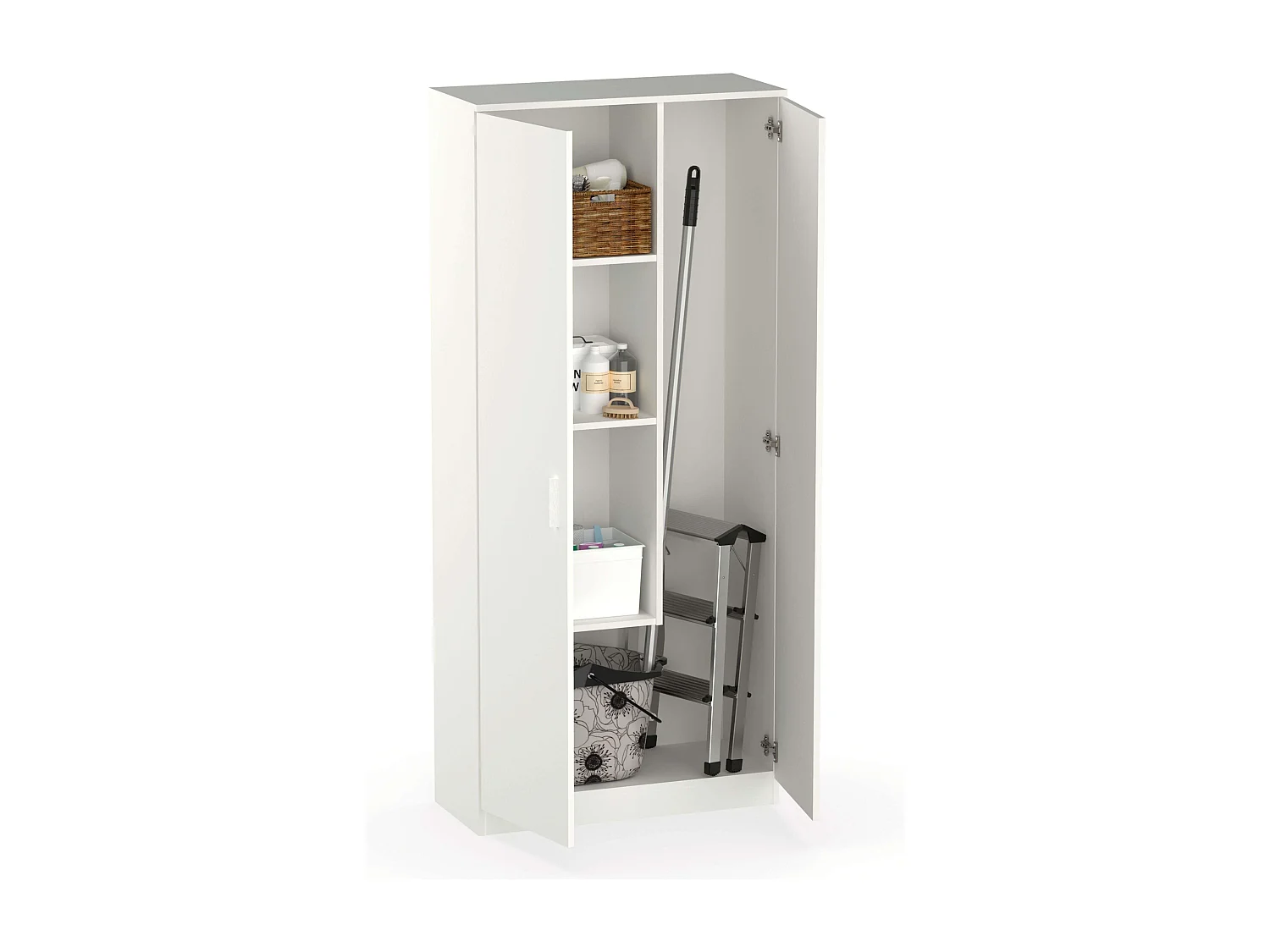 Armario Escobero Multiusos 1 Estante Ajustable Blanco 180x80x35 cm