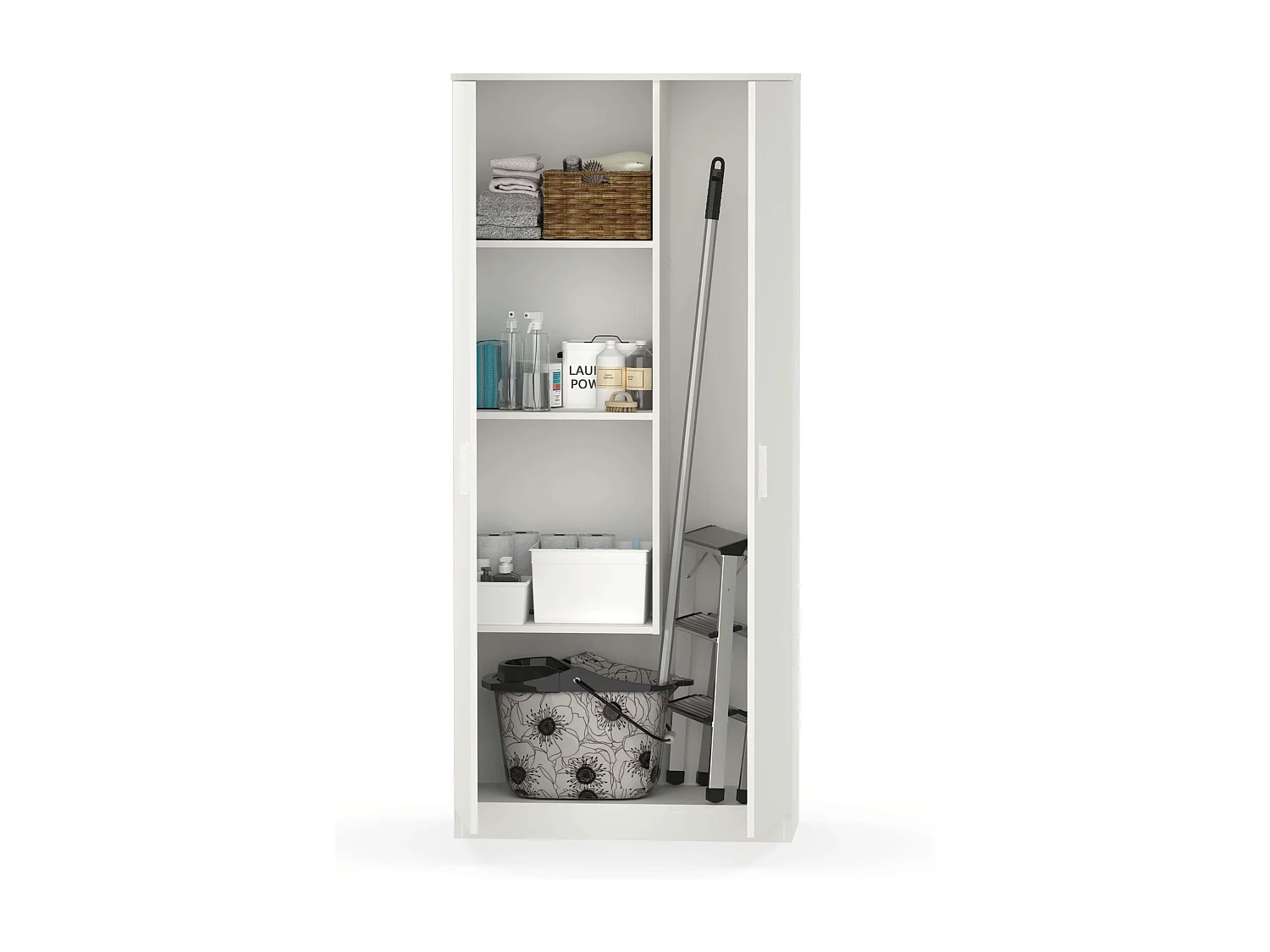 Armario Escobero Multiusos 1 Estante Ajustable Blanco 180x80x35 cm